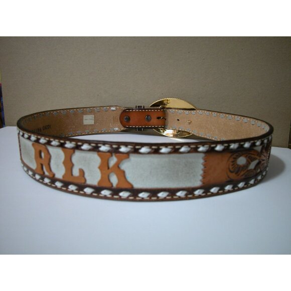 Safari Club International 1994 Belt W/ Gold Buckle & Tooled Leather Design 19 Ye - Picture 5 of 12